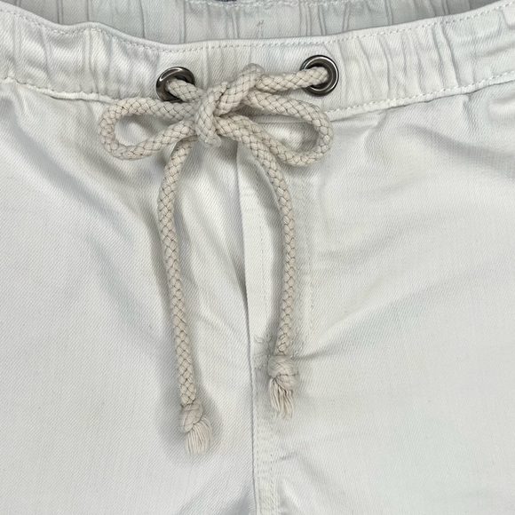 aerie Drawstring Pull On Elastic Waist Frayed Raw Hem Jean Shorts White Small S - Picture 4 of 16